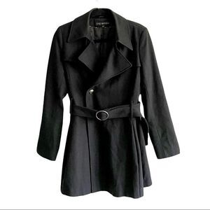 VIA SPIGA Wool Wrap Asymmetrical Fall Winter Coat Jacket Belt Black 12